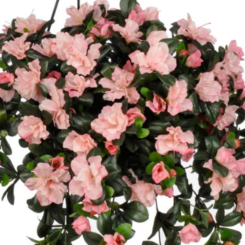 Faux Pink Azalea Hanging Basket