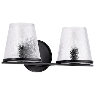 Valentine 2 Light Vanity Black Finish Hammered Glass