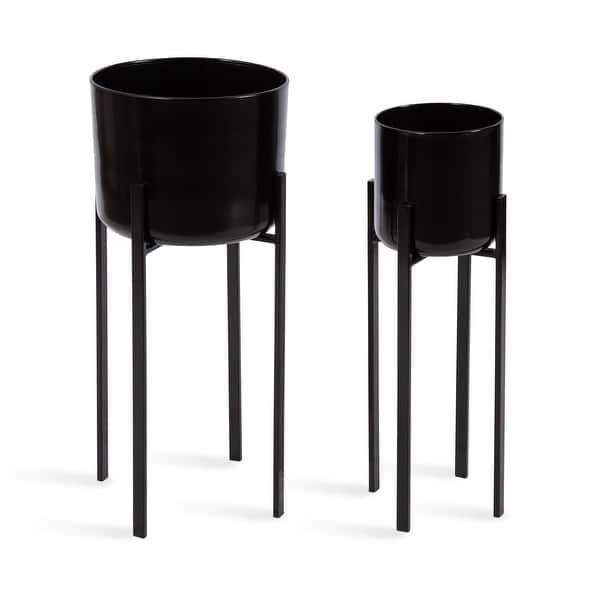 slide 2 of 10, Kate and Laurel Gabi Metal Outdoor and Indoor Plant Stand - 2 Piece 2 Piece - Black