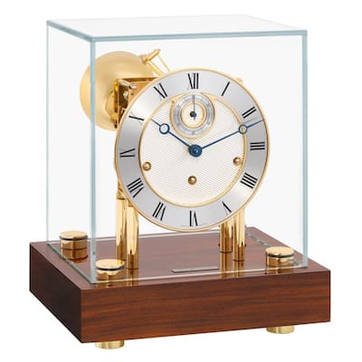 Wooden Mantle Clock with Rhombus Pattern Dial - 12" - Walnut Finish