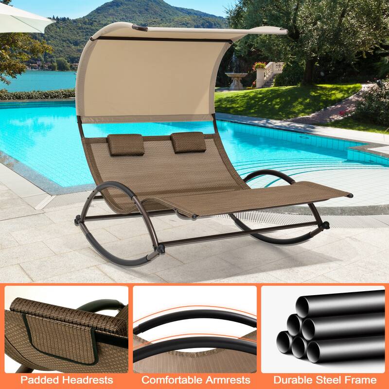 Outdoor Patio Double Chaise Lounge Chair