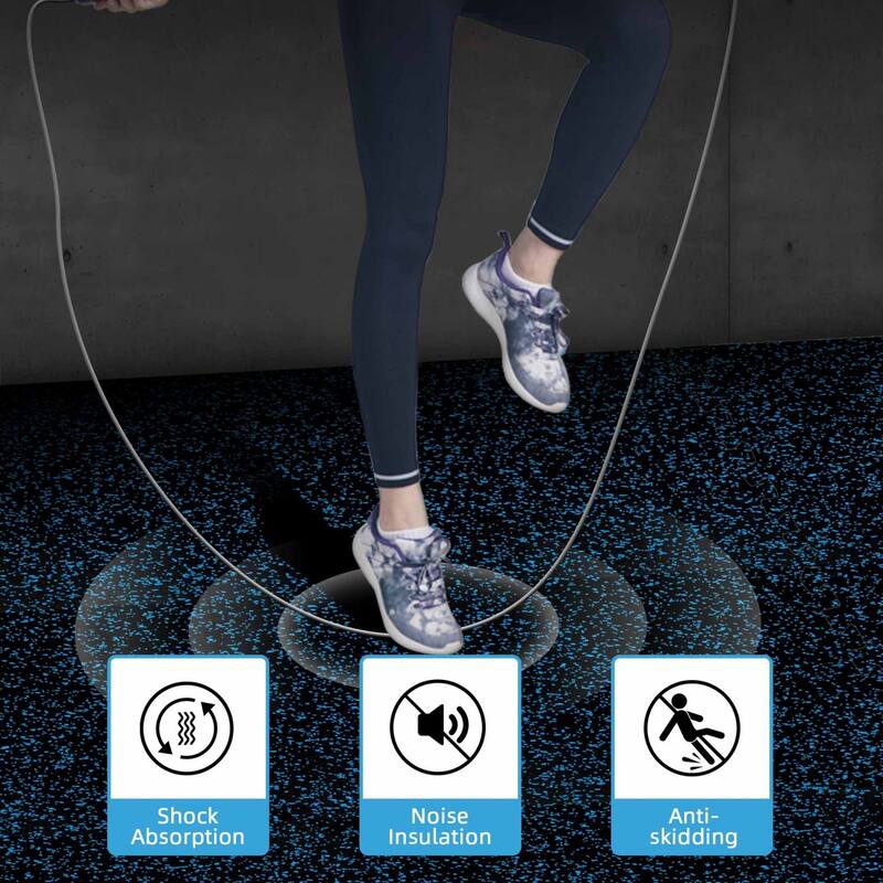 Black & Blue 24 in. x 24 in. x 0.5 in. Rubber&EVA Gym Flooring Tiles, Interlocking Anti-Fatigue Exercise Tile Mat