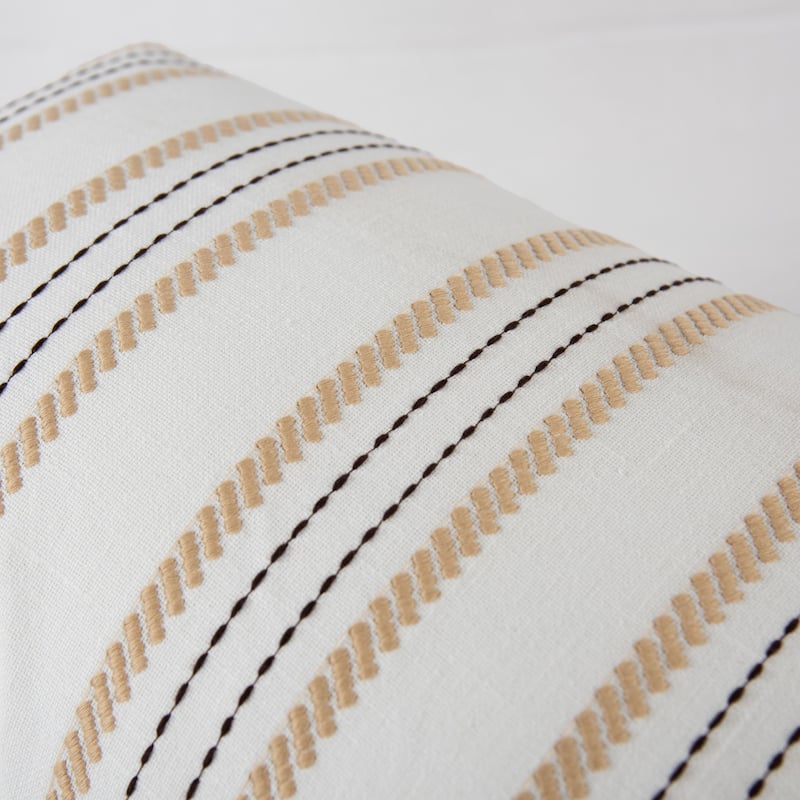Donny Osmond Stripe Cottage Throw Pillow, 14''x20'' - Natural - Polyester
