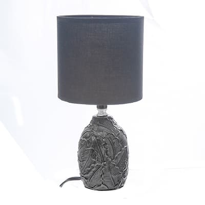 Ceramic Table Lamp With Shade Leaflet Black