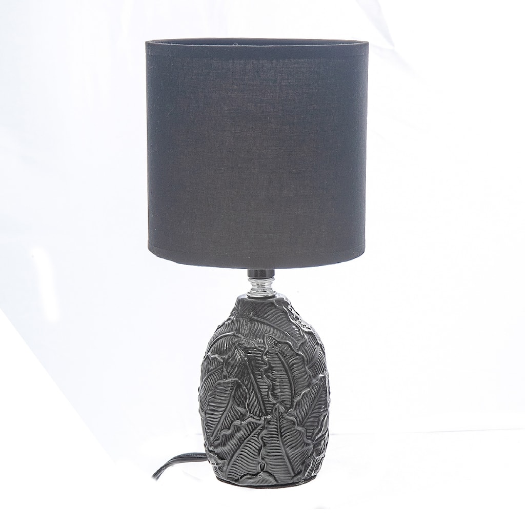 Ceramic Table Lamp With Shade Leaflet Black