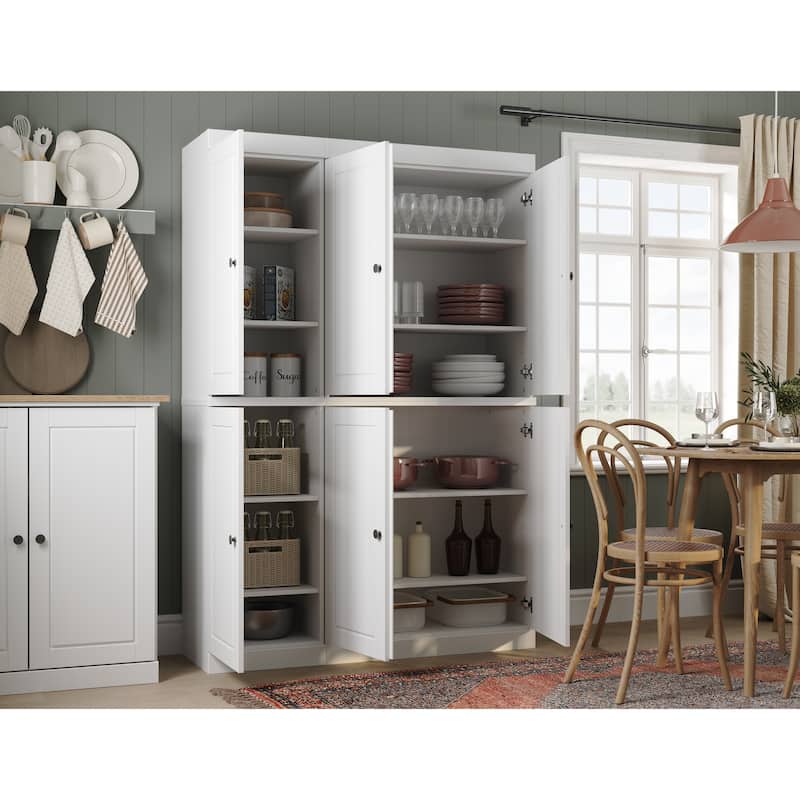 Palace Imports 100% Solid Wood Pantry Cabinet, Raised Panel Doors, Adjustable Shelves, 48.5" Wide, 71.5" Tall - 48.5" x 71.5"