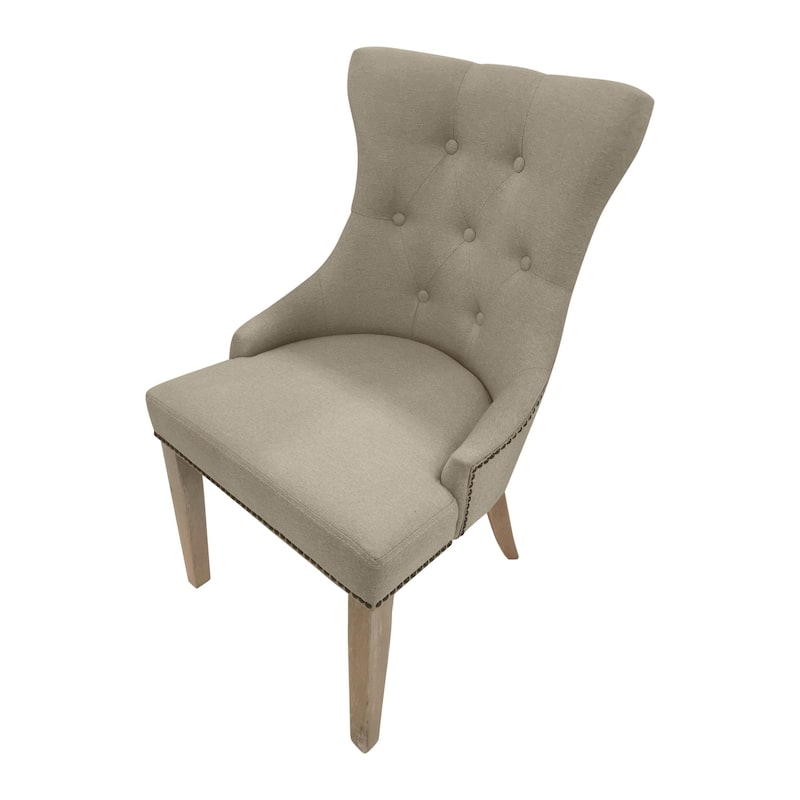 Tufted Back Armless Upholstered Dining Chair - 35" - Cream - Set of 2