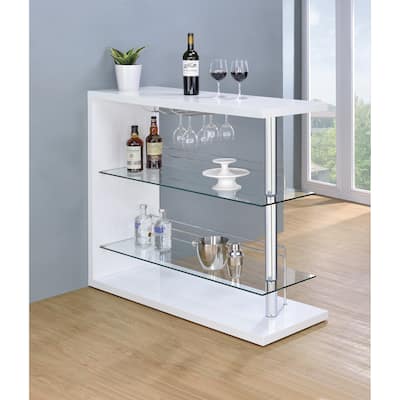 Rectangular 2-Shelf Bar Unit Glossy White