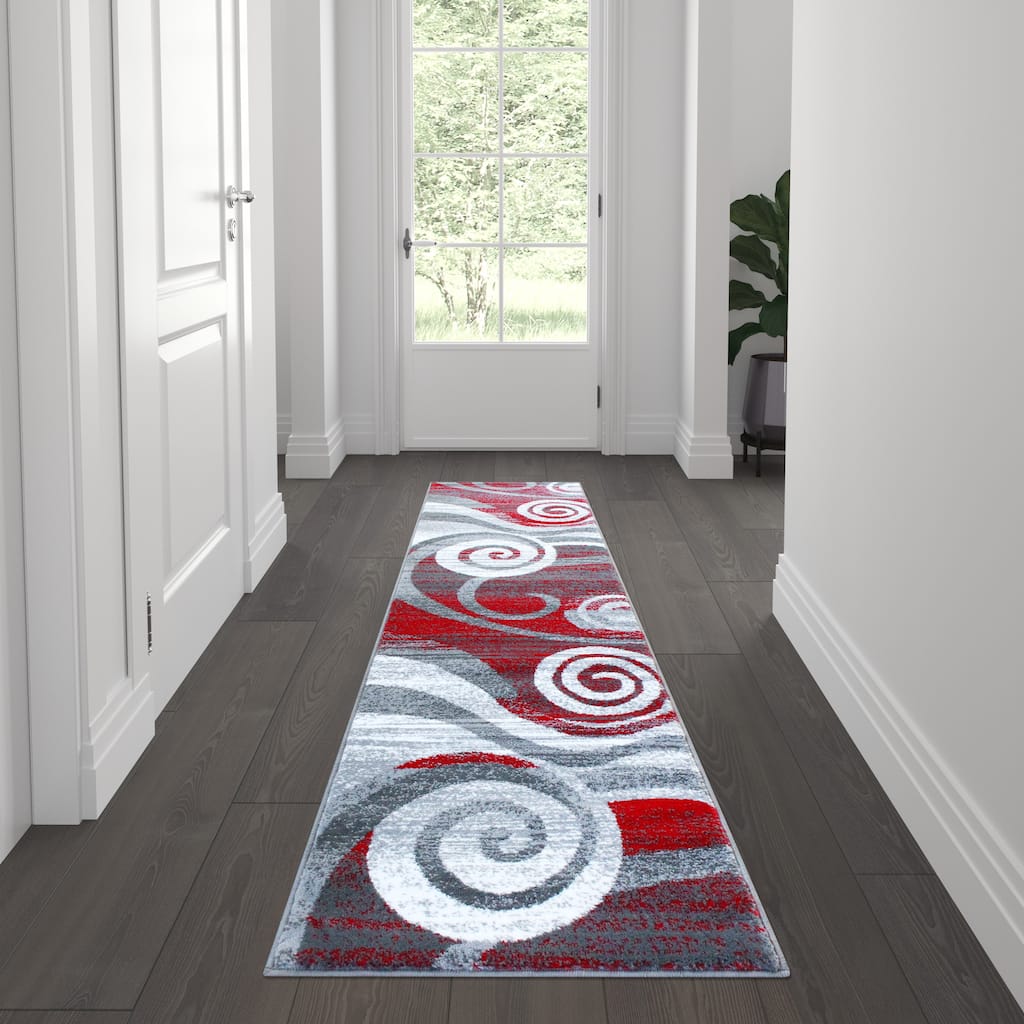 Modern Swirl Design Olefin Area Rug