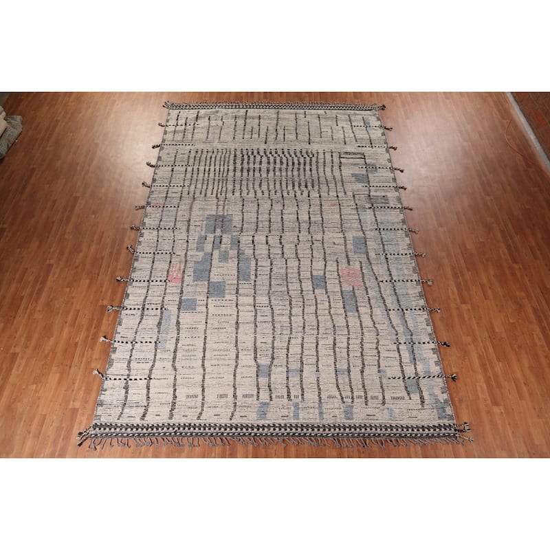 Earth Tone Moroccan Large Area Rug Handmade Oriental Wool Carpet - 9'9" x 15'2"