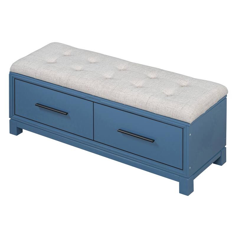 Upholstered Storage Bench for Entryway, Modern Wood Shoe Bench with Removable Cushion, Lift-Up Lid for Living Room