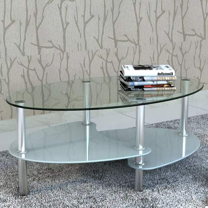 vidaXL Metal Frame Glass Tabletop Coffee Side Table Living Room White/Black