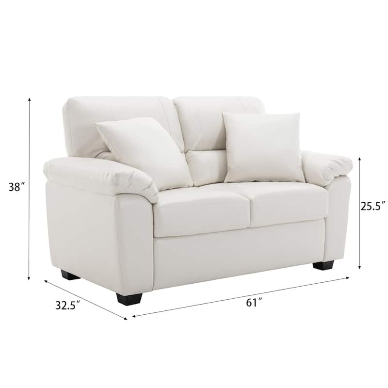 Morden Fort Upholstered Living Room Set, 2 Pieces, Faux Leather Loveseat and Sofa