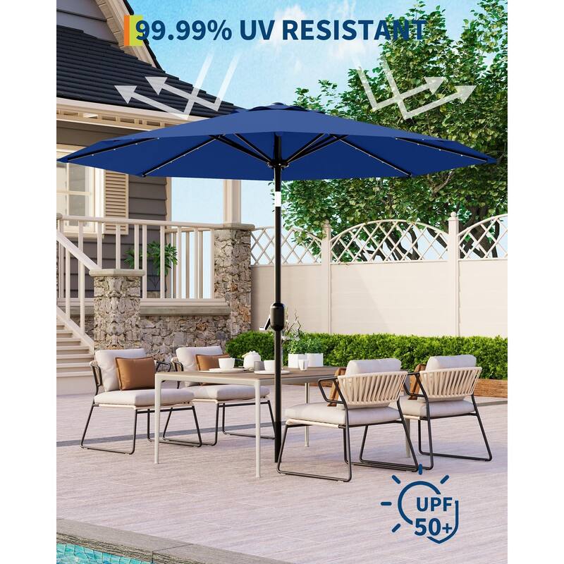Coromose 9FT Outdoor Patio Umbrella, 8 Sturdy Ribs, with 32 LED Lights