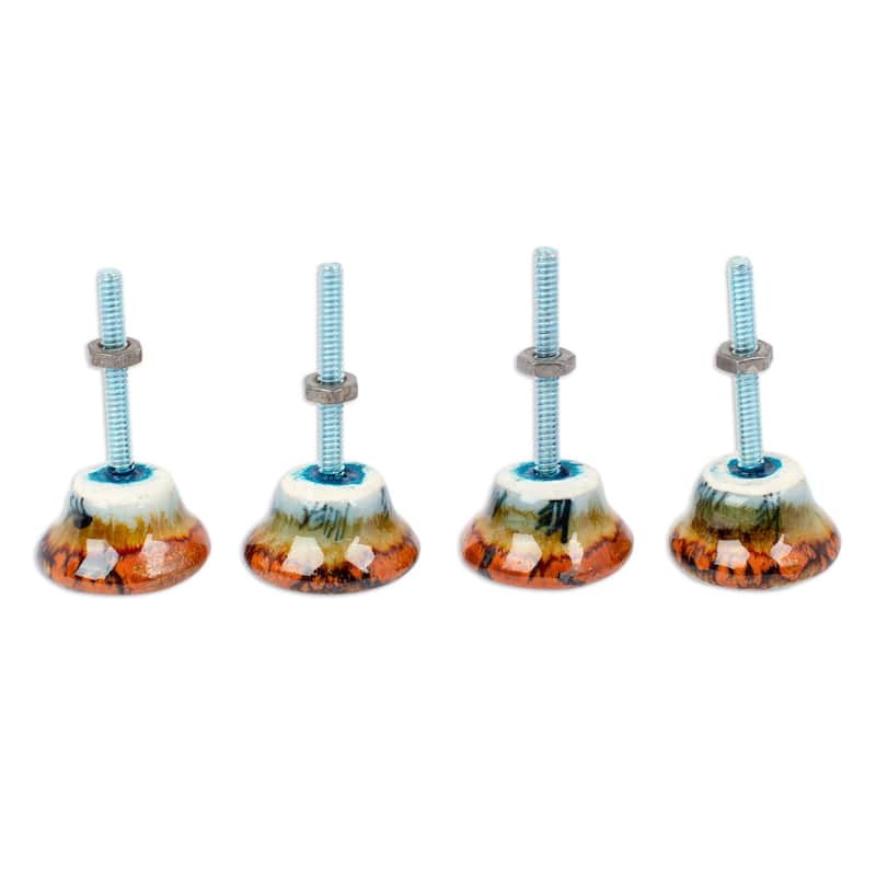 Novica Handmade Floral Convenience Ceramic Knobs (Set Of 4)