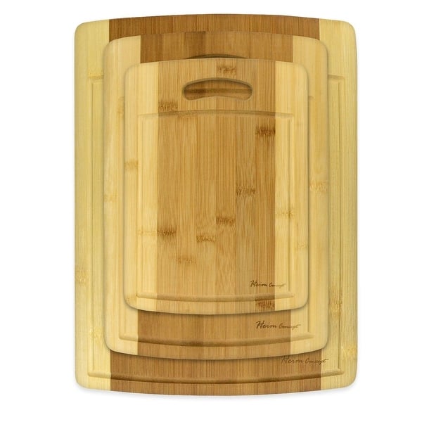 Classic 3-Piece Organic Bamboo Cutting Board Set with Drip Groove Classic 3-Piece Organic Bamboo Cutting Board Set with Drip Groove