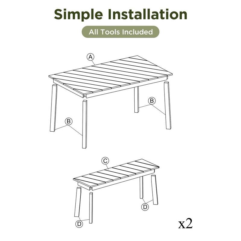 3 Pieces Acacia Wood Table Bench Dining Set For Outdoor & Indoor Furniture With 2 Benches, Picnic Beer Table for Patio