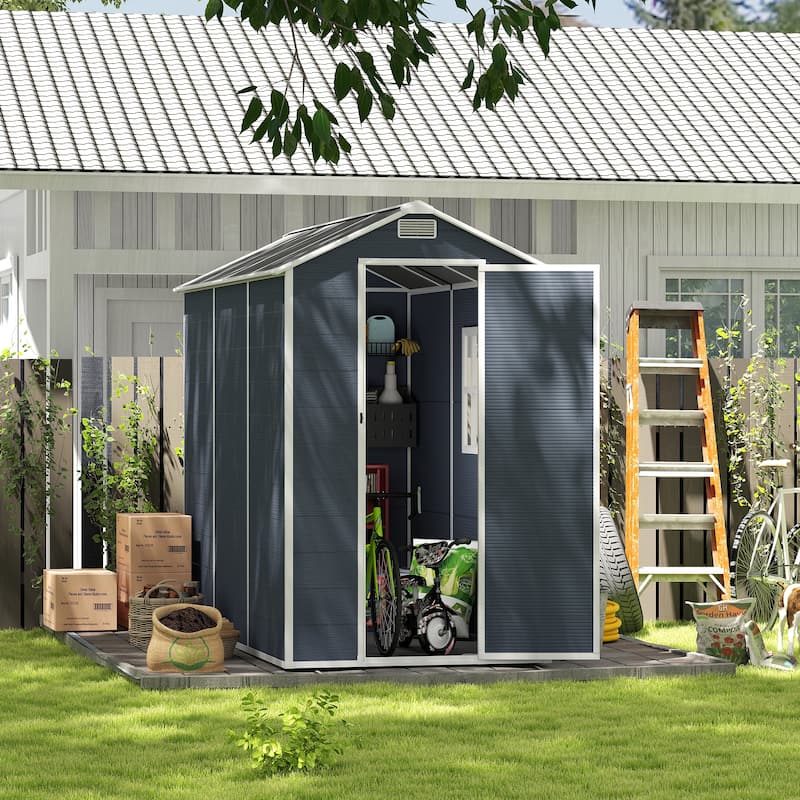 4*8ft Resin Storage Shed, Outdoor Storage Sheds