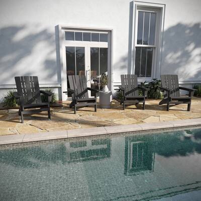Set of 4 All-Weather Adirondack Chairs with Cupholders