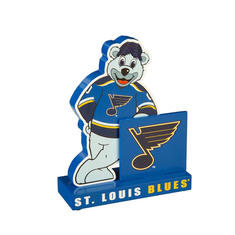 8 in. Wooden Mascot Statue with Team Logo, St Louis Blues