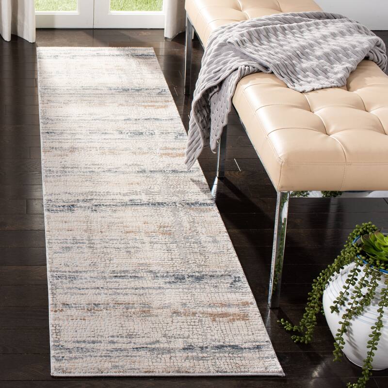 SAFAVIEH Invista Esmeralda Contemporary Rug - 2' x 8' Runner - Cream/Grey