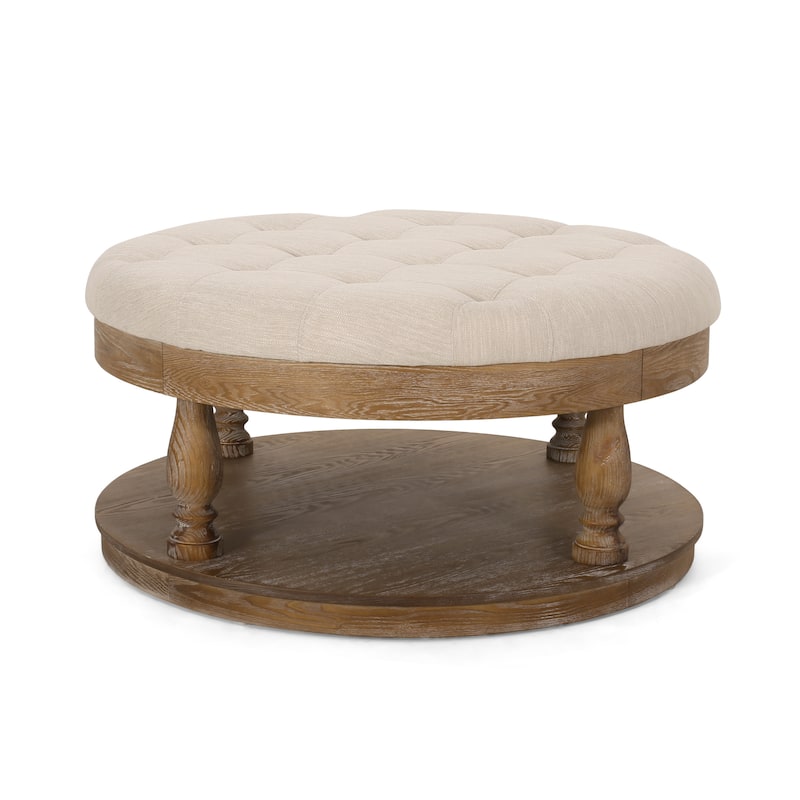 Hewlett Contemporary Fabric Round Ottoman by Christopher Knight Home
