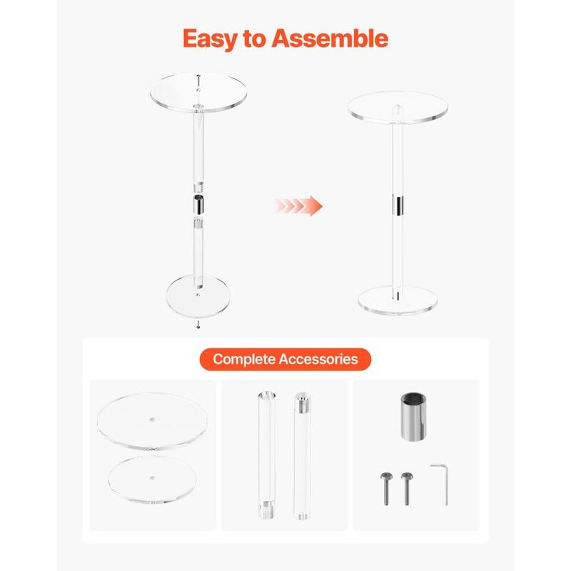 Clear Transparent Acrylic Side Table 10x10x21.3in with Sturdy Legs and 11lbs Load Capacity - 10 x 10 x 21.3 in