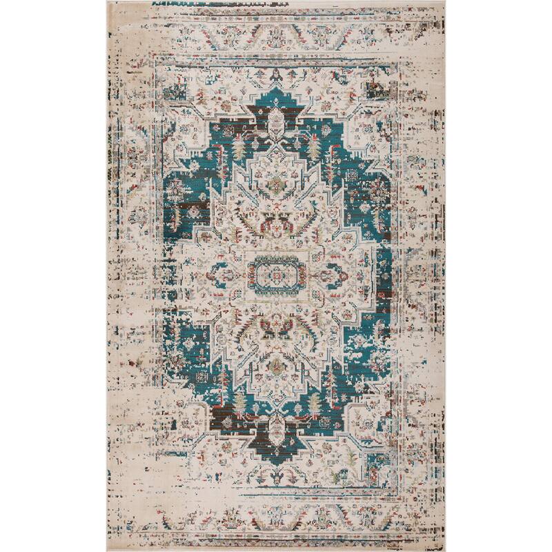Superior Marquis Vintage Distressed Medallion Indoor Area Rug
