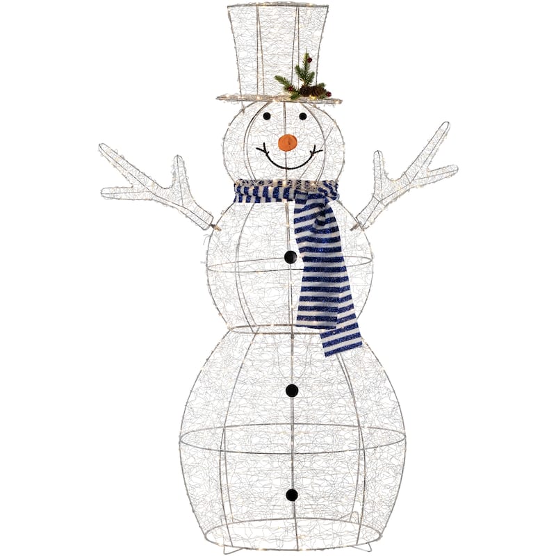 48" LED Silver Mesh Snowman Outdoor Twinkling Christmas Decoration