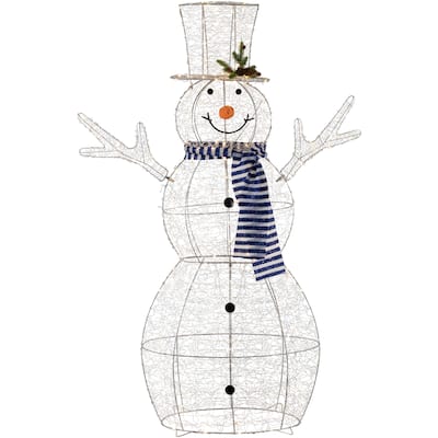 48" LED Silver Mesh Snowman Outdoor Twinkling Christmas Decoration
