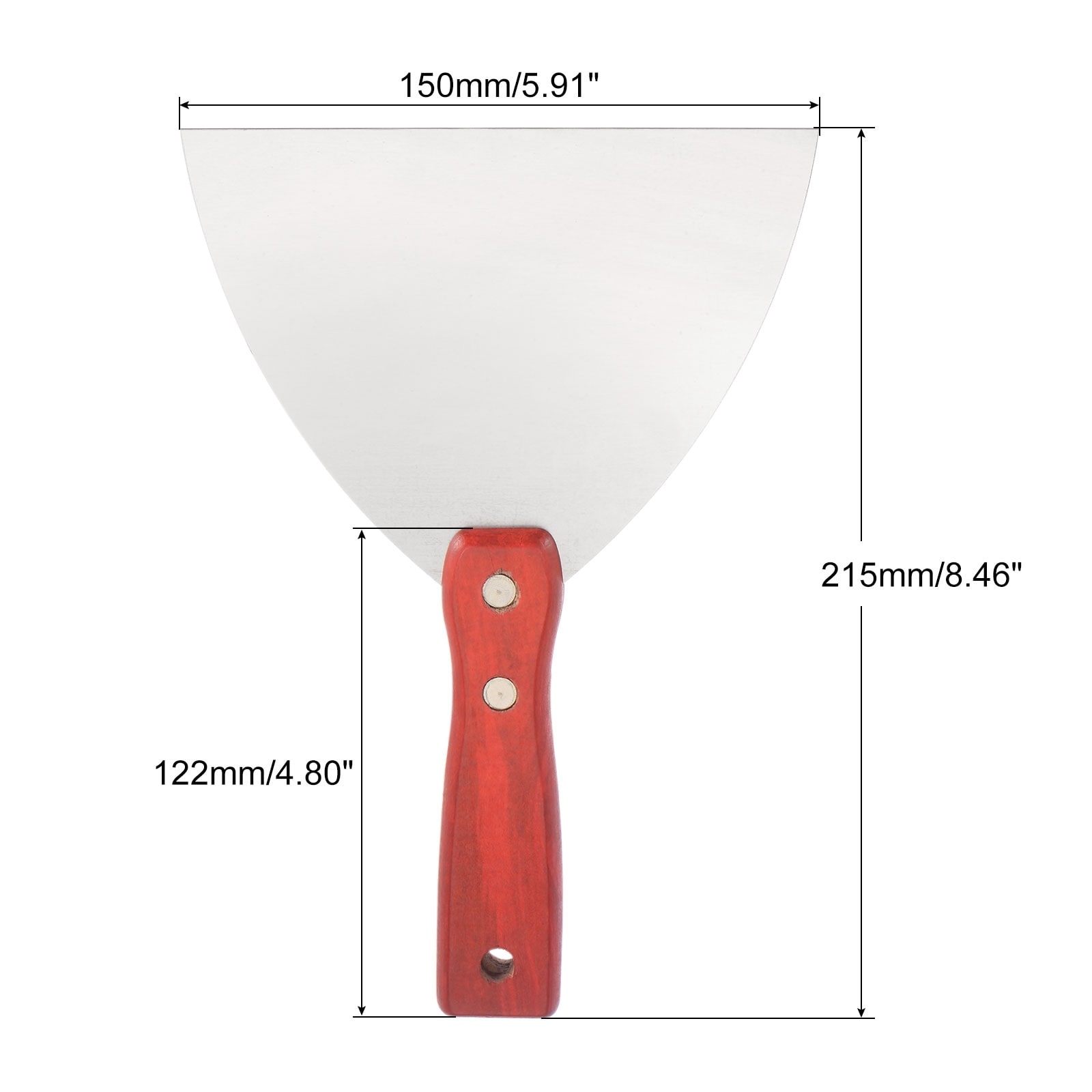 Putty Scraper Stainless Steel Putty Knife Wooden Handle for Drywall - Red