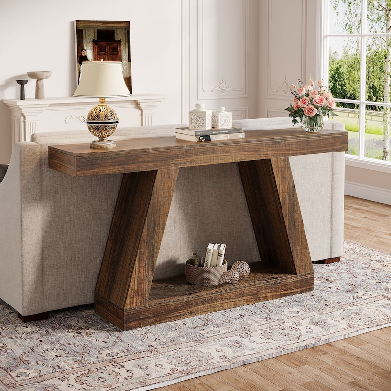 2-Tier Narrow Entryway Console Table for Living Room