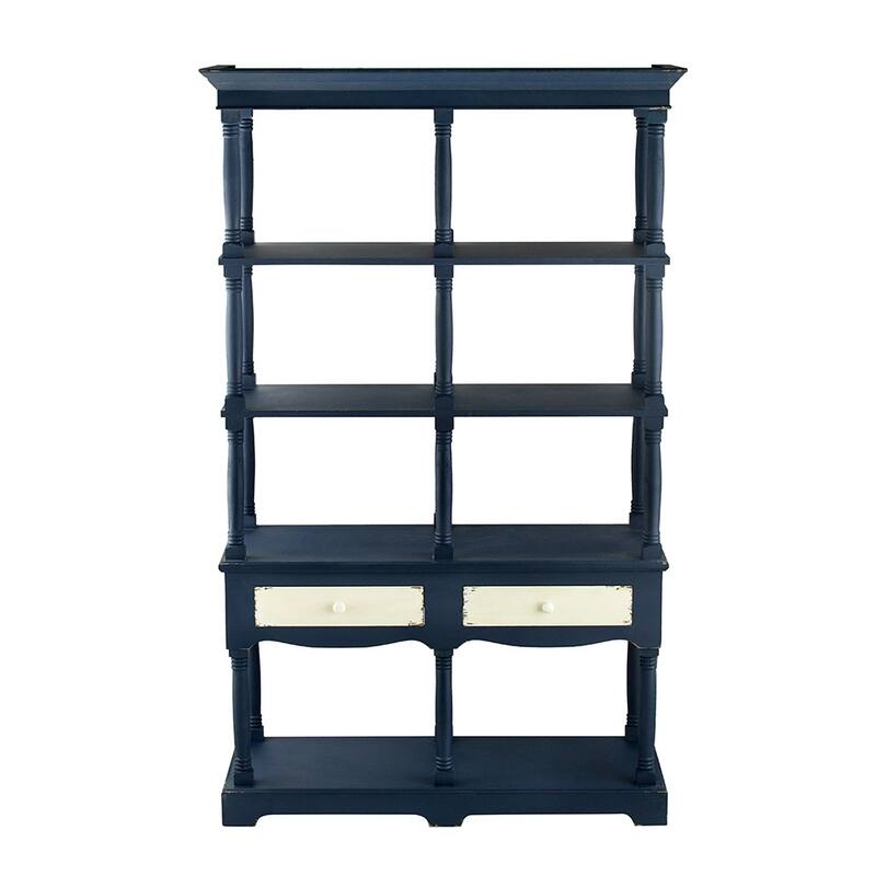 4-Tier Farmhouse Wooden Book Shelf with 2 Drawers