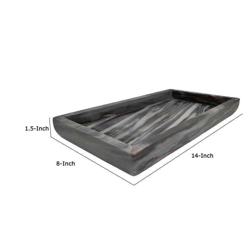 Myla Decorative Marble Tray, Unique Veining Patterns Gray, 14 Inch