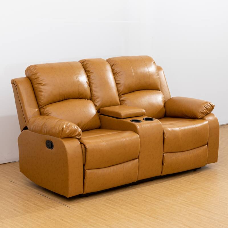 KISRAIS 73.5" Wide Faux Leather Manual Reclining Loveseat