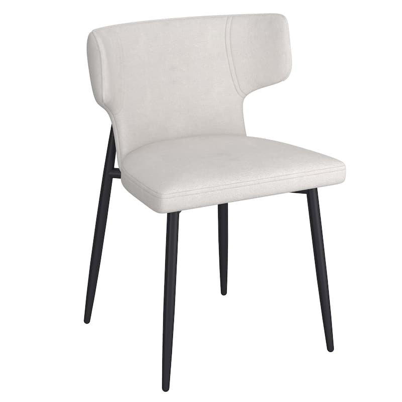 Contemporary Fabric and Metal Dining Chair, Set of 2 - Set of 2 - Beige - Dining Height