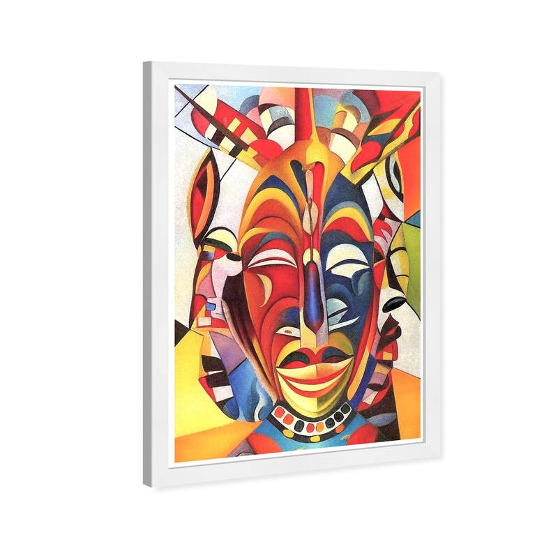 Wynwood Studio Prints World and Countries Mask in Colors Red and Traditional Wall Art Canvas Print