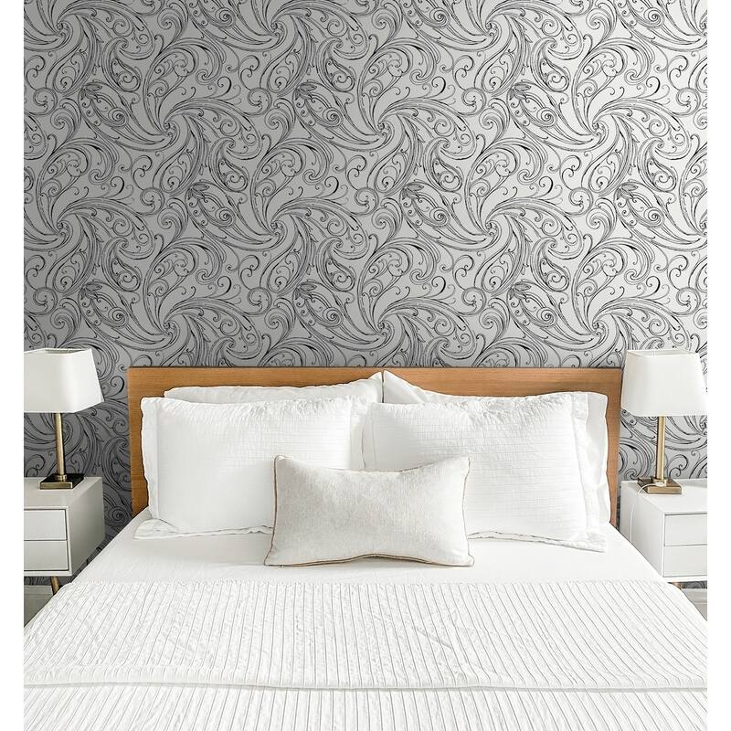 Seabrook Designs Linnet Paisley Scrolls Unpasted Wallpaper