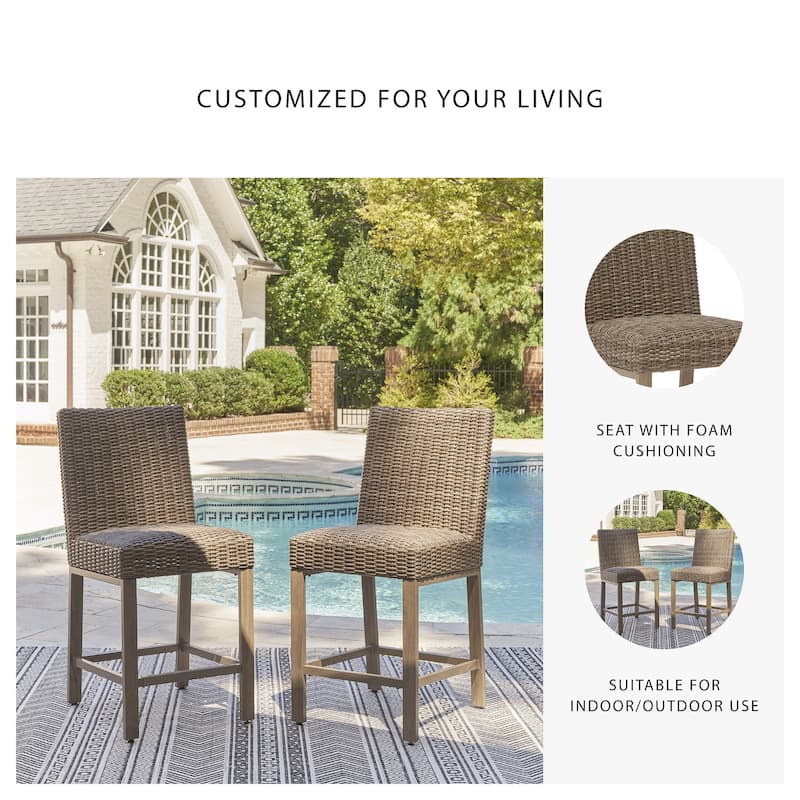 Signature Design by Ashley Walton Bridge Driftwood Outdoor Bar Stool (Set of 2) - 20.38" W x 26.88" D x 44.5" H