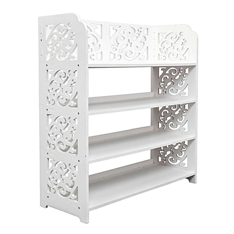 4-Tiers Wood-plastic Board Shoe Rack White