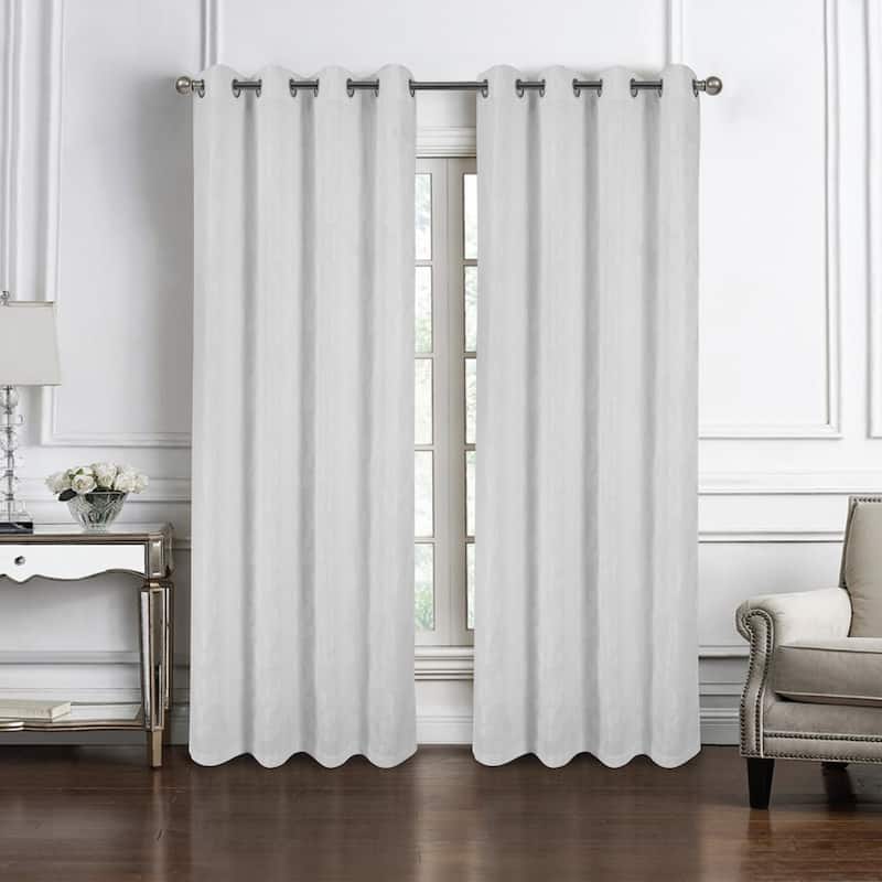 Bridgeport Jacquard Window Curtain Panel 90" - Machine Wash - Lively - White