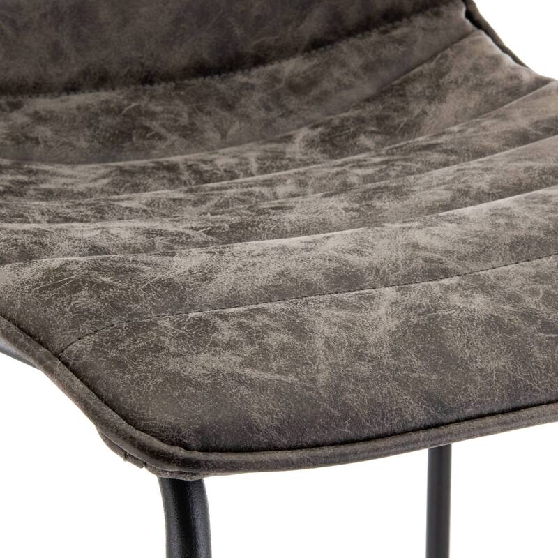 LeisureMod Brooklyn Modern Leather Barstool with Black Sled Base Set of 2 - 29.9