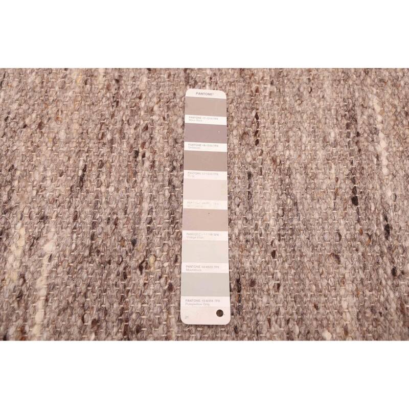 ECARPETGALLERY Flat-Weave Nevada Taupe Wool Kilim - 7'10 x 10'0