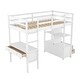 preview thumbnail 26 of 55, Full/Twin Loft Bed with Built-in Desk with Two Drawers, and Storage Shelves and Drawers, White/Gray