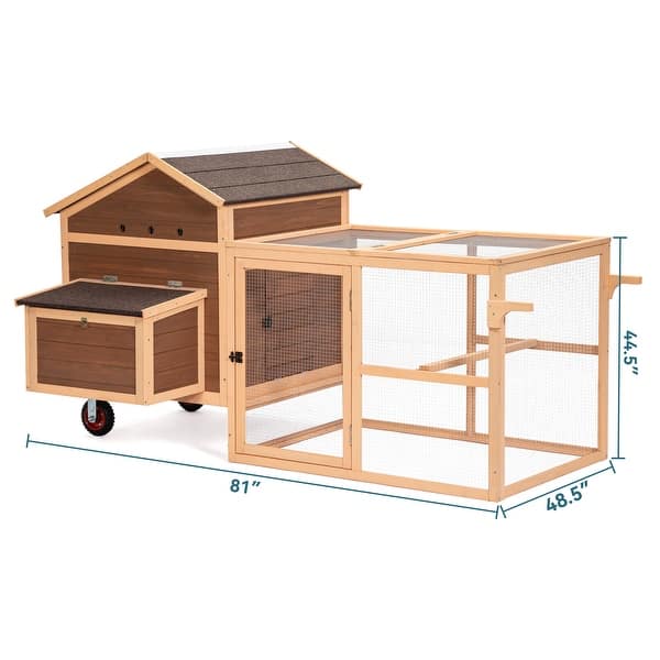 Weatherproof Outdoor Chicken Coop on Wheels with Nesting Box