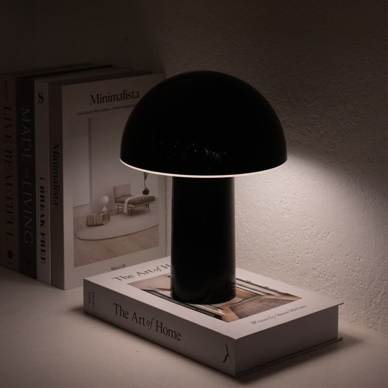 Brightech Celia LED Glossy Modern Round Dome Dimmable Cordless Portable Rechargeable Bedside Nightstand Desk Lamp