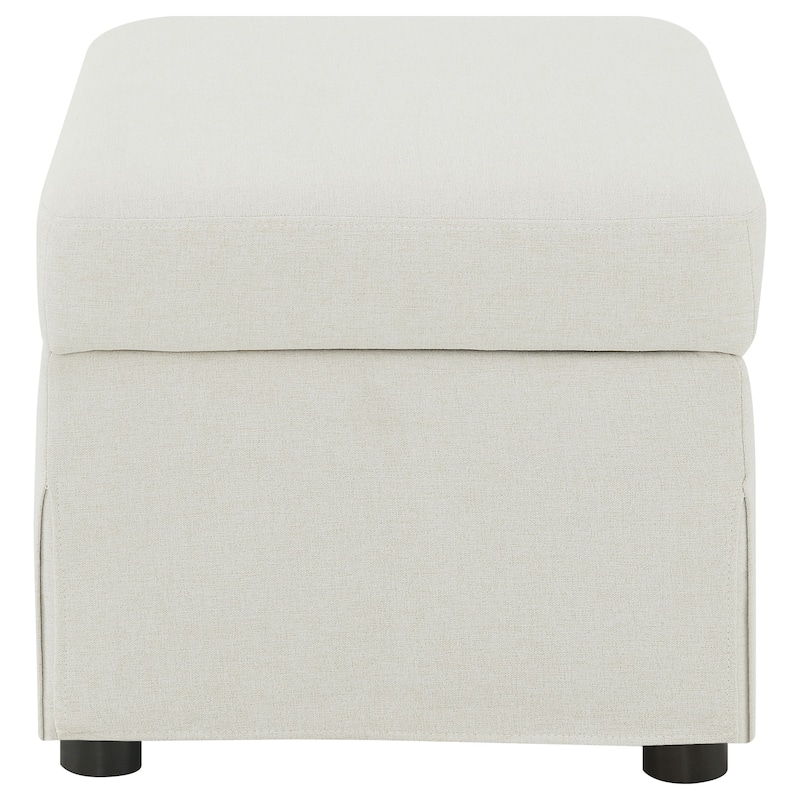 Merced Beige Upholstered Hydraulic Lift Top Storage Ottoman