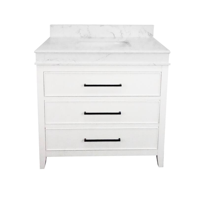 KitchenBathCollection Kensington 36" Bathroom Vanity with Engineered Marble Top
