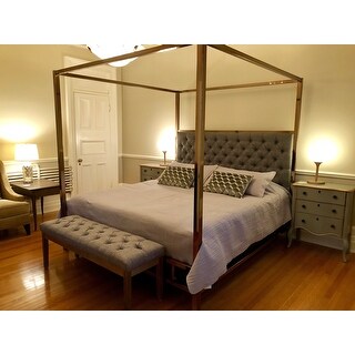 bed canopy metal gold tufted inspire solivita headboard champagne bold overstock