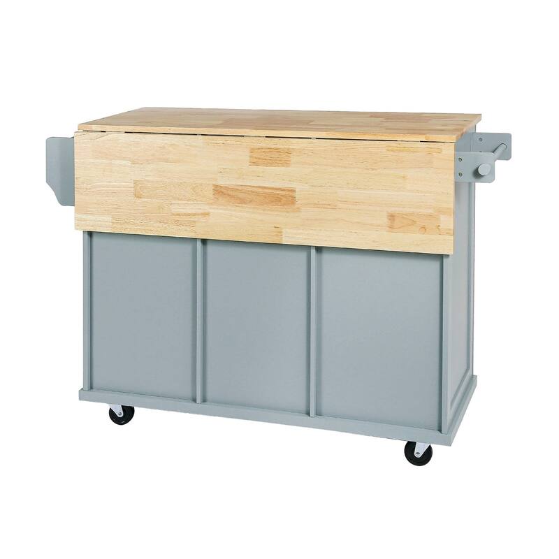 MDF Kitchen Cart Multifunctional with Storage Cabinet and 3 Drawers
